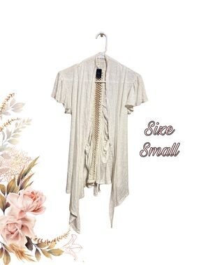 ✨🤍Boho Waterfall Crochet Cardigan Oatmeal Drape Festival Layering Top 🤍✨